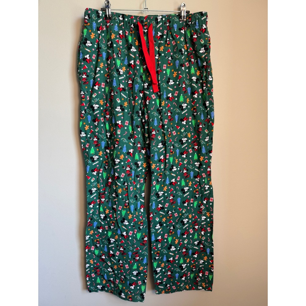 Old Navy Mens Green Holiday Mickey Flannel Pajama Pants M Christmas Disney Cozy